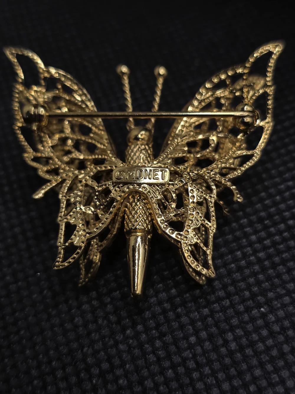 Vintage Monet Gold Tone Butterfly Brooch Pin